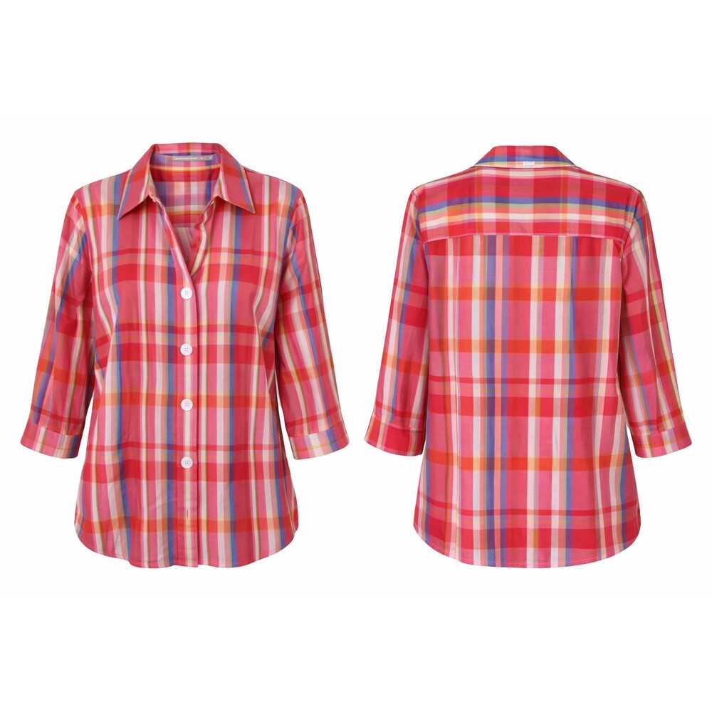 Foxcroft Red Pink Orange Plaid Button-Down Shirt